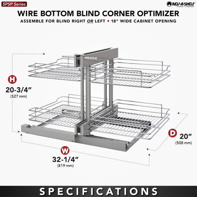 Rev-A-Shelf Chrome 2-Tier Optimizer-18" Blind Corner Cabinet Openings,5PSP-18-CR