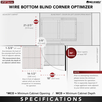 Rev-A-Shelf Chrome 2-Tier Optimizer-18" Blind Corner Cabinet Openings,5PSP-18-CR