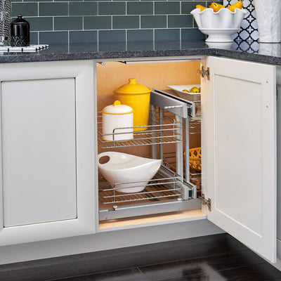 Rev-A-Shelf Chrome 2-Tier Optimizer-18" Blind Corner Cabinet Openings,5PSP-18-CR