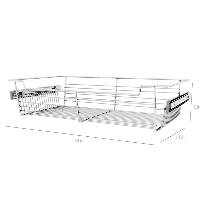 Rev-A-Shelf Sidelines CBSL-241405CR-3 24" Chrome Pullout Closet Storage Basket