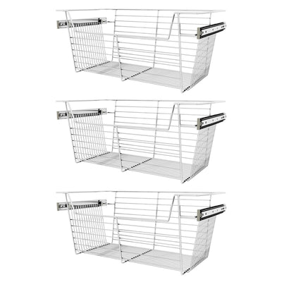 Rev-A-Shelf Sidelines CBSL-241410CR-3 24" Chrome Pullout Closet Basket (3 Pack)