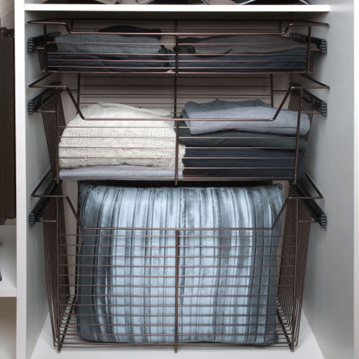 Rev-A-Shelf Sidelines CBSL-301410BZ-3 30" Bronze Pullout Closet Storage Basket