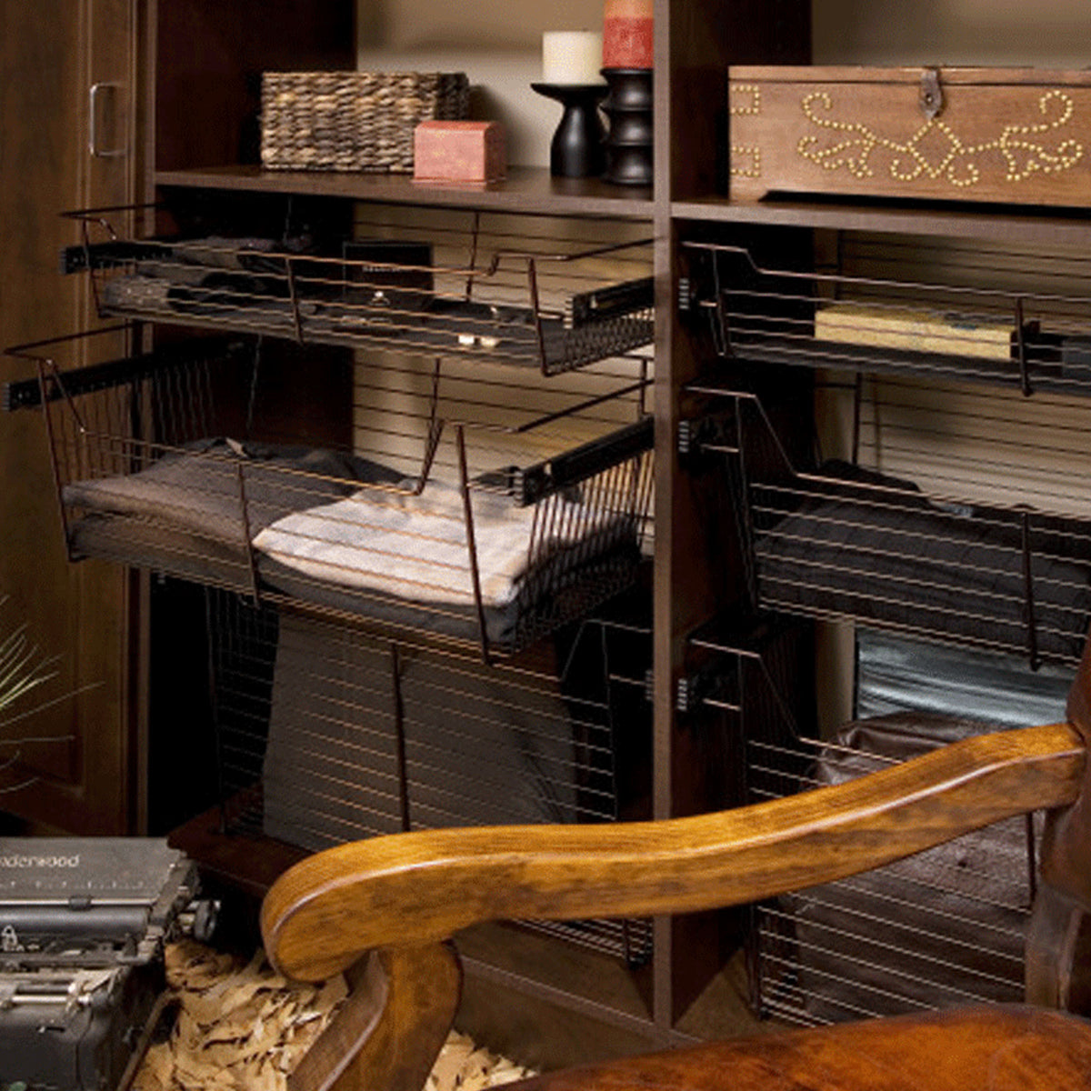 Rev-A-Shelf Sidelines CBSL-301410BZ-3 30" Bronze Pullout Closet Storage Basket