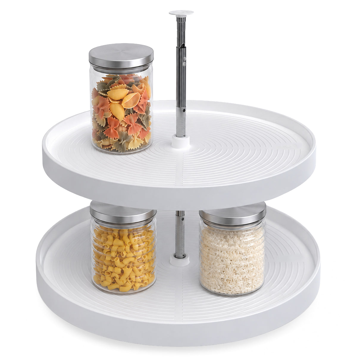 Rev-A-Shelf 28'' Lazy Susan Full-Circle Polymer Two-Shelf, White, 2062-28-11-1