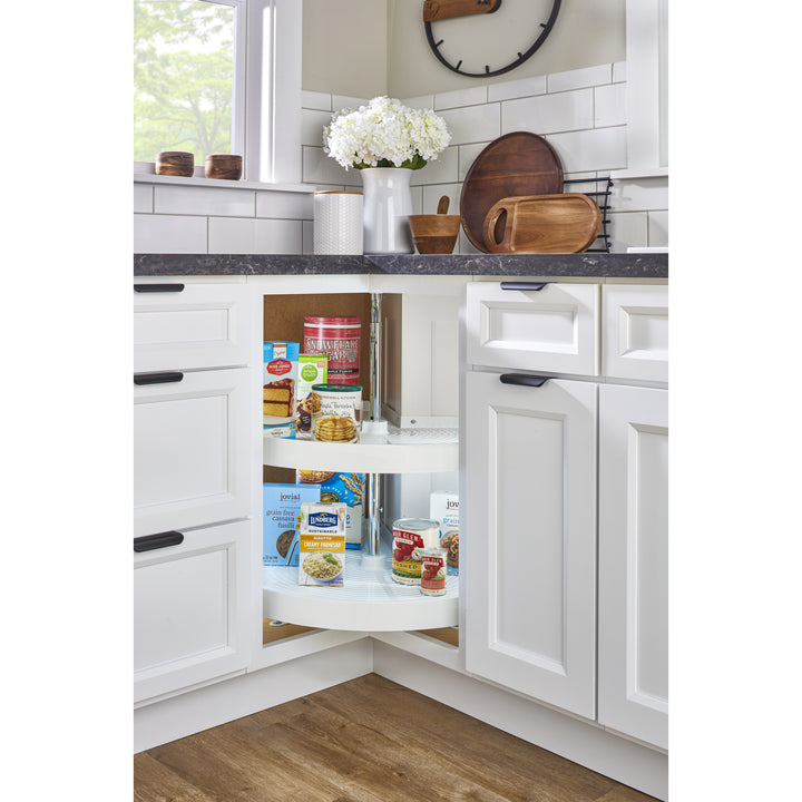 Rev-A-Shelf 24'' Lazy Susan Pie-Cut Polymer Two-Shelf, White, LD-2942-24-11-1