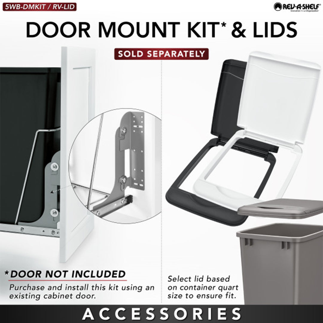 Rev-A-Shelf Double Pullout Trash Can 35 qt. for Kitchen, Gray, RV-18KD-13C-S