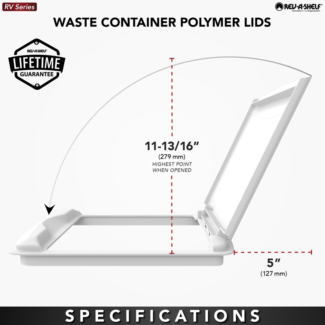 Rev-A-Shelf 50 qt. Trash Can Replacement Lid, White (Lid Only), RV-50-LID-1-40