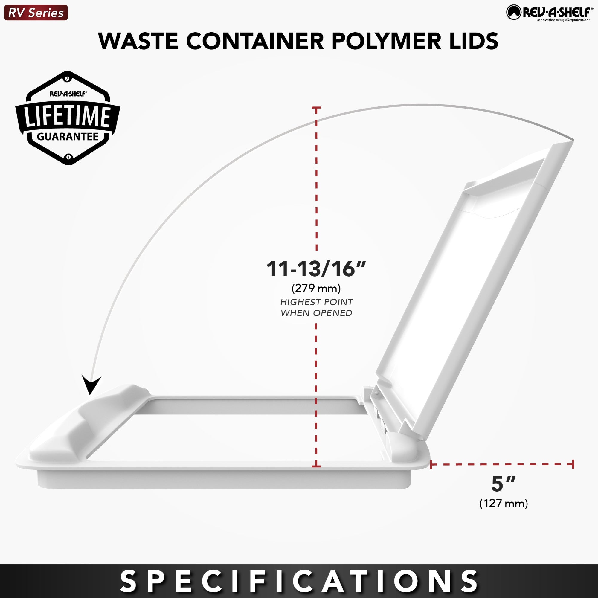 Rev-A-Shelf 50 Quart Trash Can Replacement Lid, White (Lid Only) (Open Box) - VMInnovations