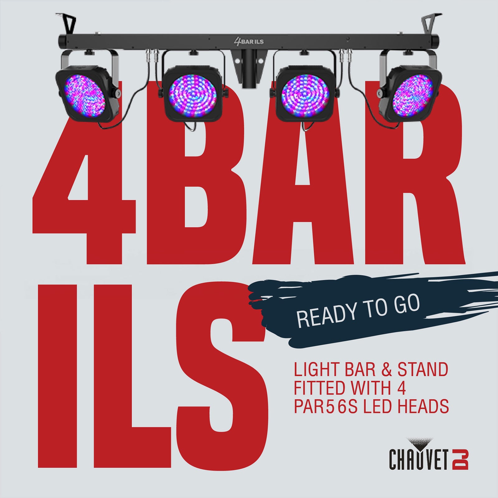 CHAUVET 4 BAR 4BAR DMX LED Stage Wash Light System w/ Case, Foot Switch & Tripod - VMInnovations