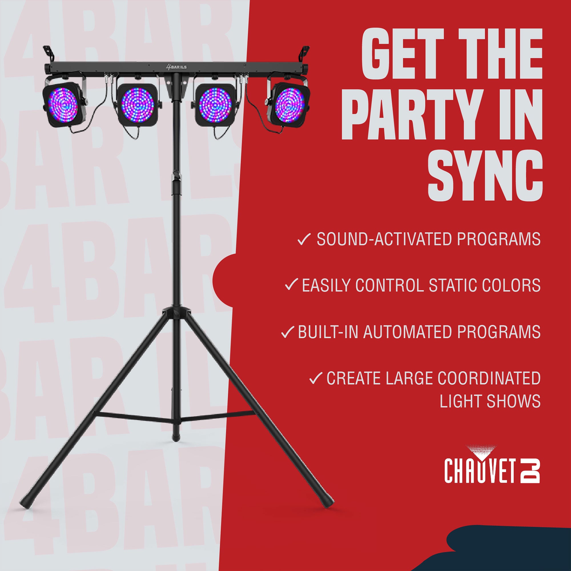 CHAUVET DMX LED Stage Wash Light System w/ Case, Foot Switch & Tripod (Open Box)