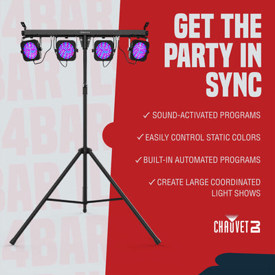 CHAUVET DMX LED Stage Wash Light System w/ Case, Foot Switch & Tripod (Open Box)