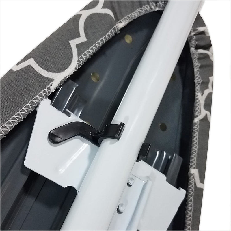 Homz Contour Foldable Adjustable Ironing Board w/Pad & Cotton Cover,Gray Lattice