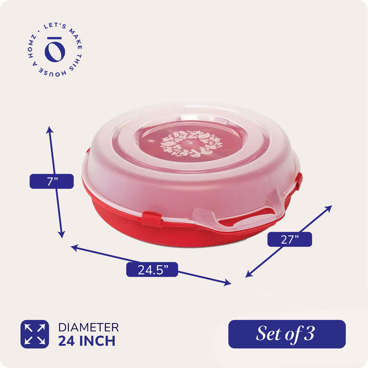 Homz 24" Holiday Christmas Plastic Wreath Storage Box, Red Set of 3(Open Box)