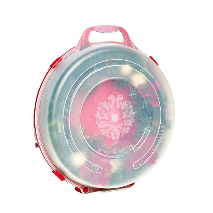 Homz 24" Holiday Christmas Plastic Wreath Storage Box, Red Set of 3(Open Box)