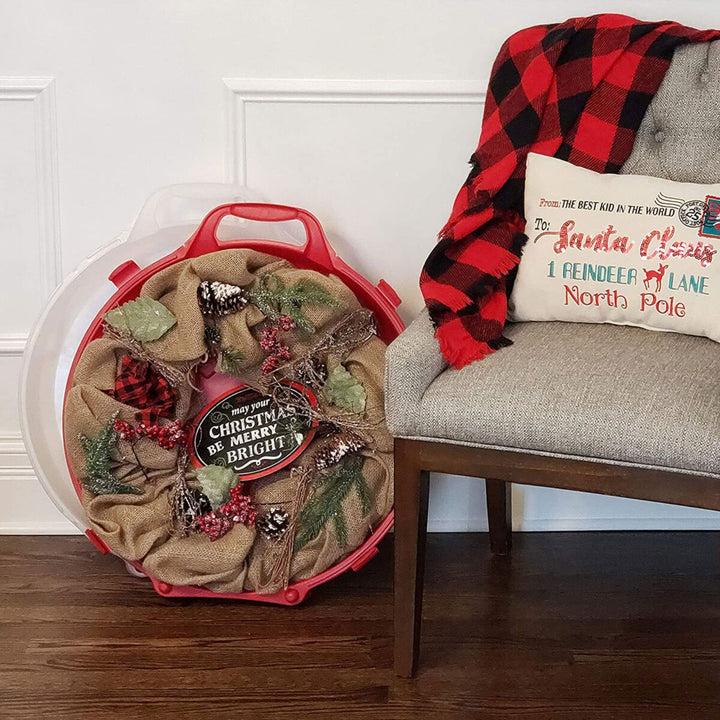 Homz 24 Inch Seasonal Holiday Christmas Plastic Wreath Storage Box (Used) - VMInnovations