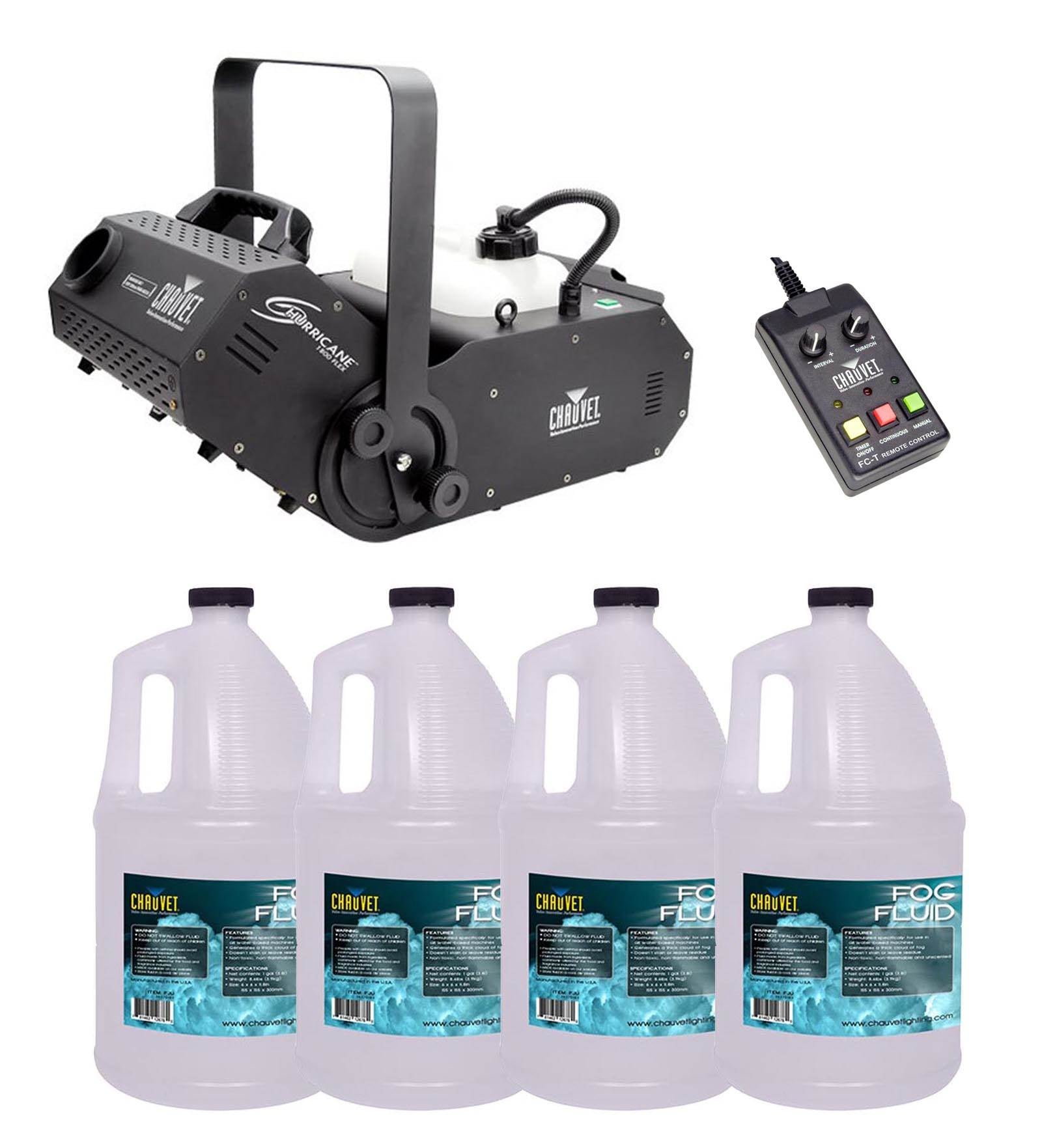 Chauvet DJ Hurricane 1800 H1800 Flex Fog/Smoke Machine W/4 FJU Gallons Fog Juice - VMInnovations