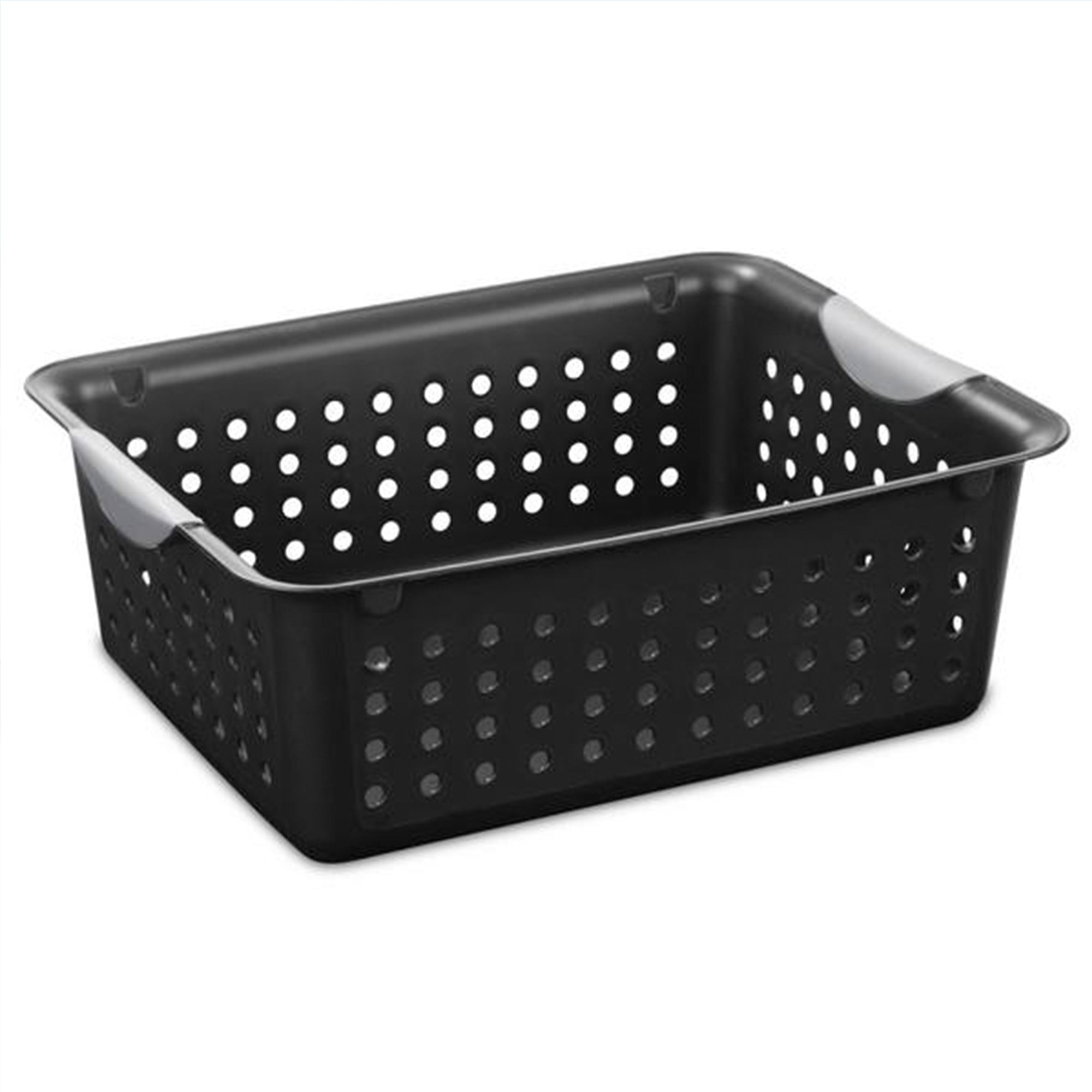 Sterilite Medium Ultra Storage Basket with Contoured Handles, Black (6 Pack)