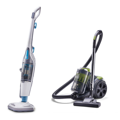Black and Decker Corded Steam Mop Vacuum Duo w/ Bagless Canister Vacuum Cleaner