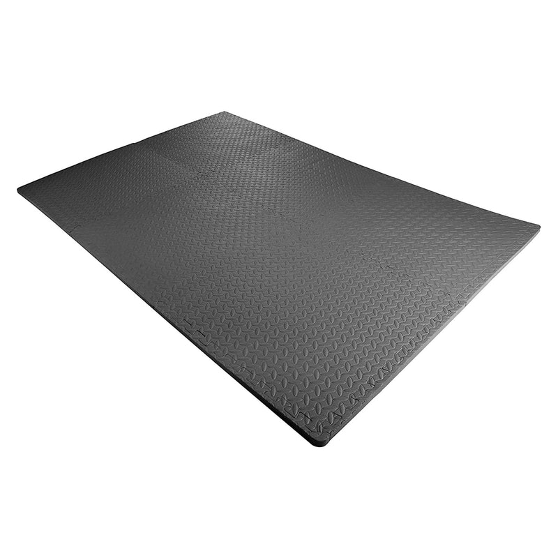 3/4 Inch Thick Floor Puzzle Exercise Mat, 24 Sq Ft, Black (Open Box)
