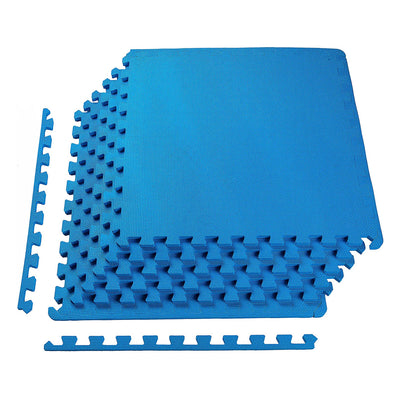 Everyday Essentials 1/2 Inch Thick Floor Puzzle Exercise Mat, 24 Sq Ft, Blue