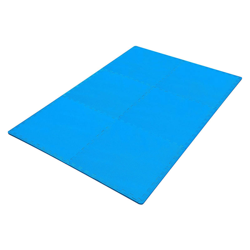 Everyday Essentials 1/2 Inch Thick Floor Puzzle Exercise Mat, 24 Sq Ft, Blue