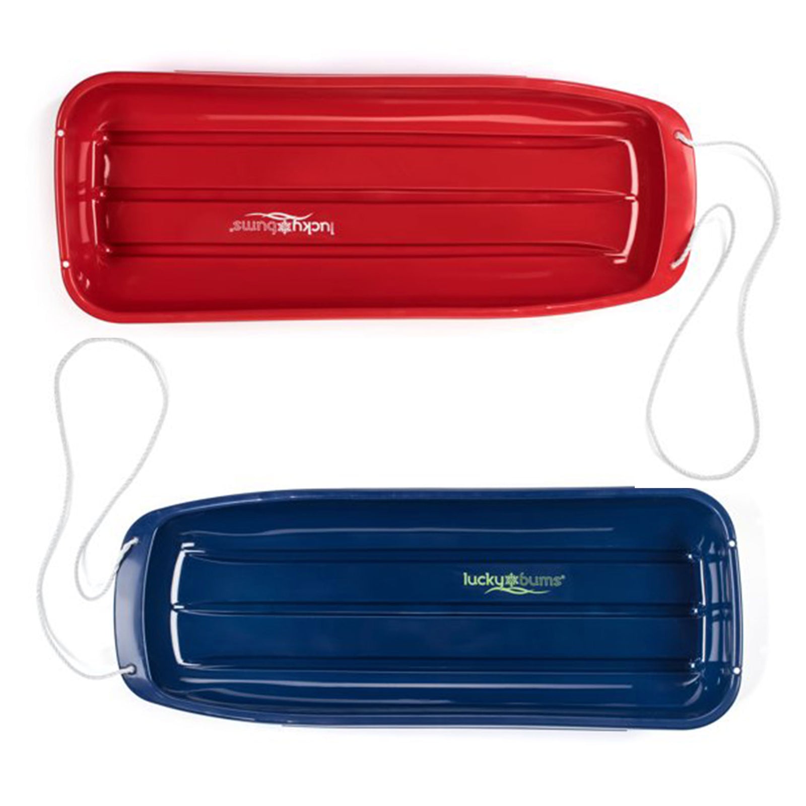Lucky Bums Lightweight Plastic 48 Inch Sleds with Pull Ropes, 1 Red and 1 Blue - VMInnovations