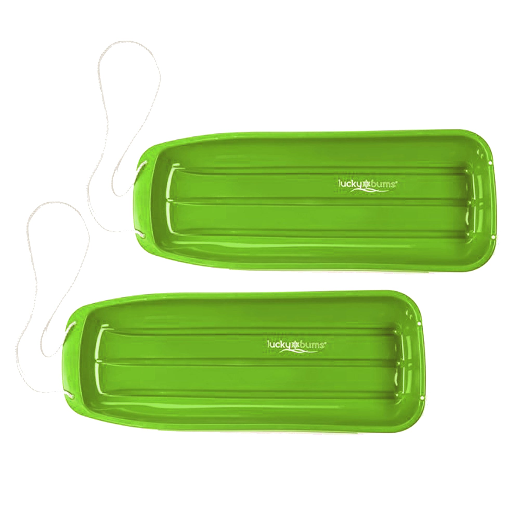 Lucky Bums Kids 48 Inch Plastic Snow Toboggan Sled w/ Pull Rope, Green (2 Pack) - VMInnovations