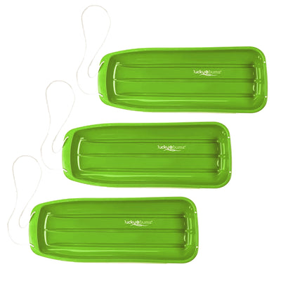 Lucky Bums Kids 48 Inch Plastic Snow Toboggan Sled w/ Pull Rope, Green (3 Pack)