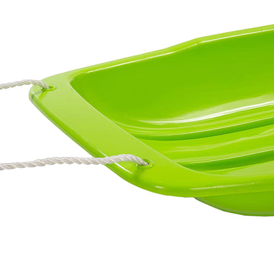 Lucky Bums Kids 48 Inch Plastic Snow Toboggan Sled w/ Pull Rope, Green (2 Pack) - VMInnovations