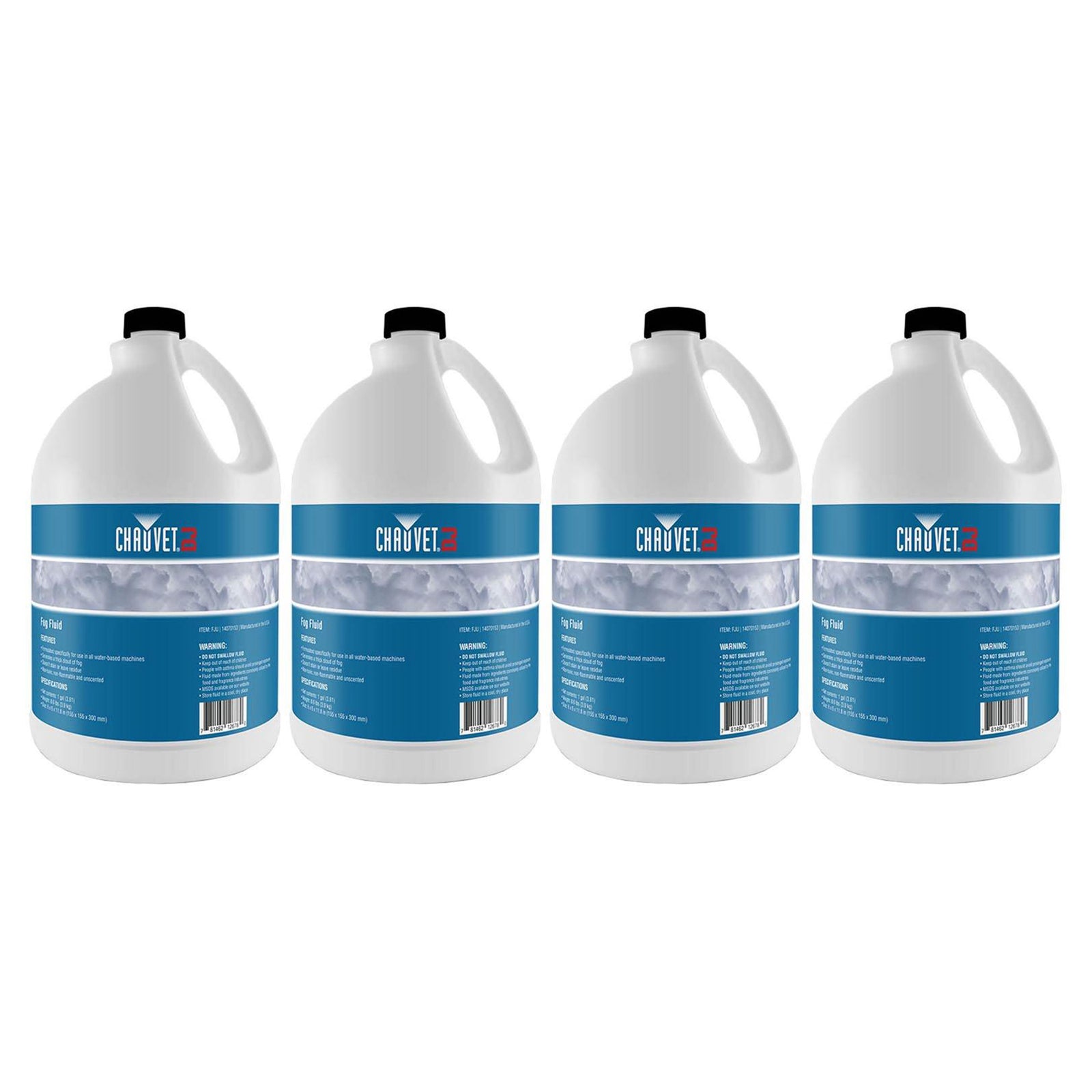 Chauvet DJ 1 Gallon of Water Based Unscented Fog Machine Juice, (4 Pack) - VMInnovations