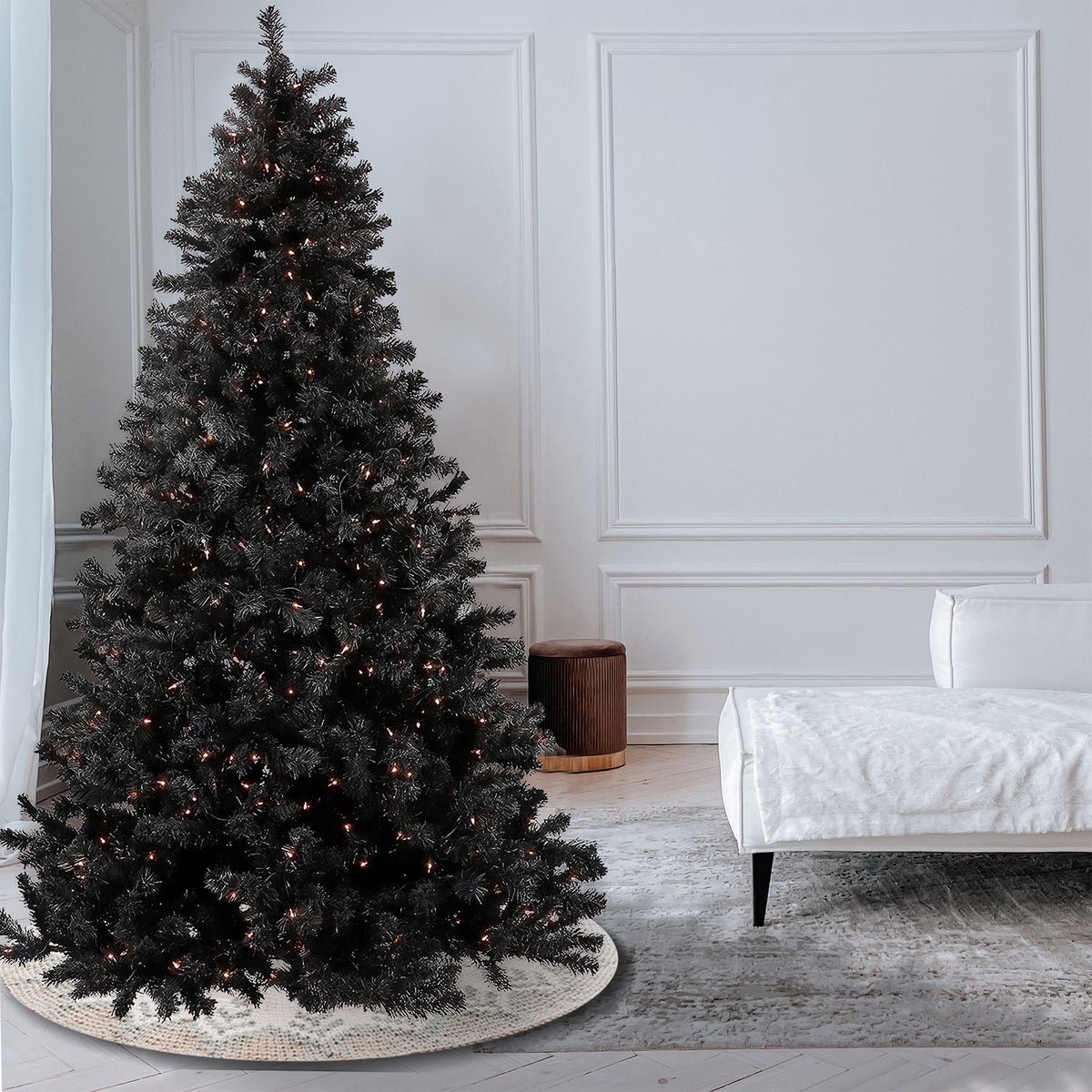 National Tree Company 7.5 Foot Prelit Full Body Artificial Christmas Tree, Black