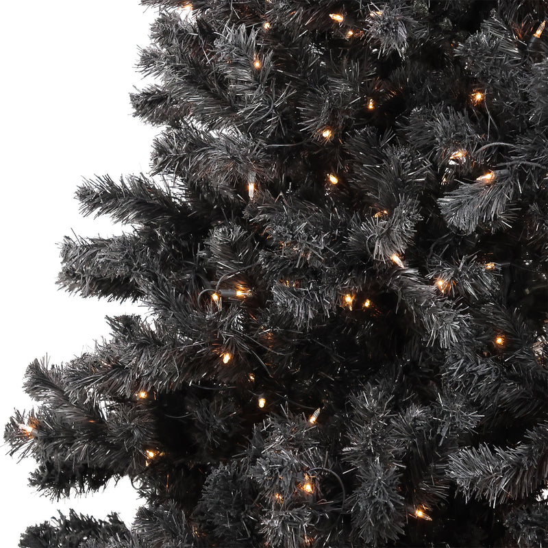 National Tree Company 7 Ft Full Flocked Prelit Artificial Christmas Tree, Black