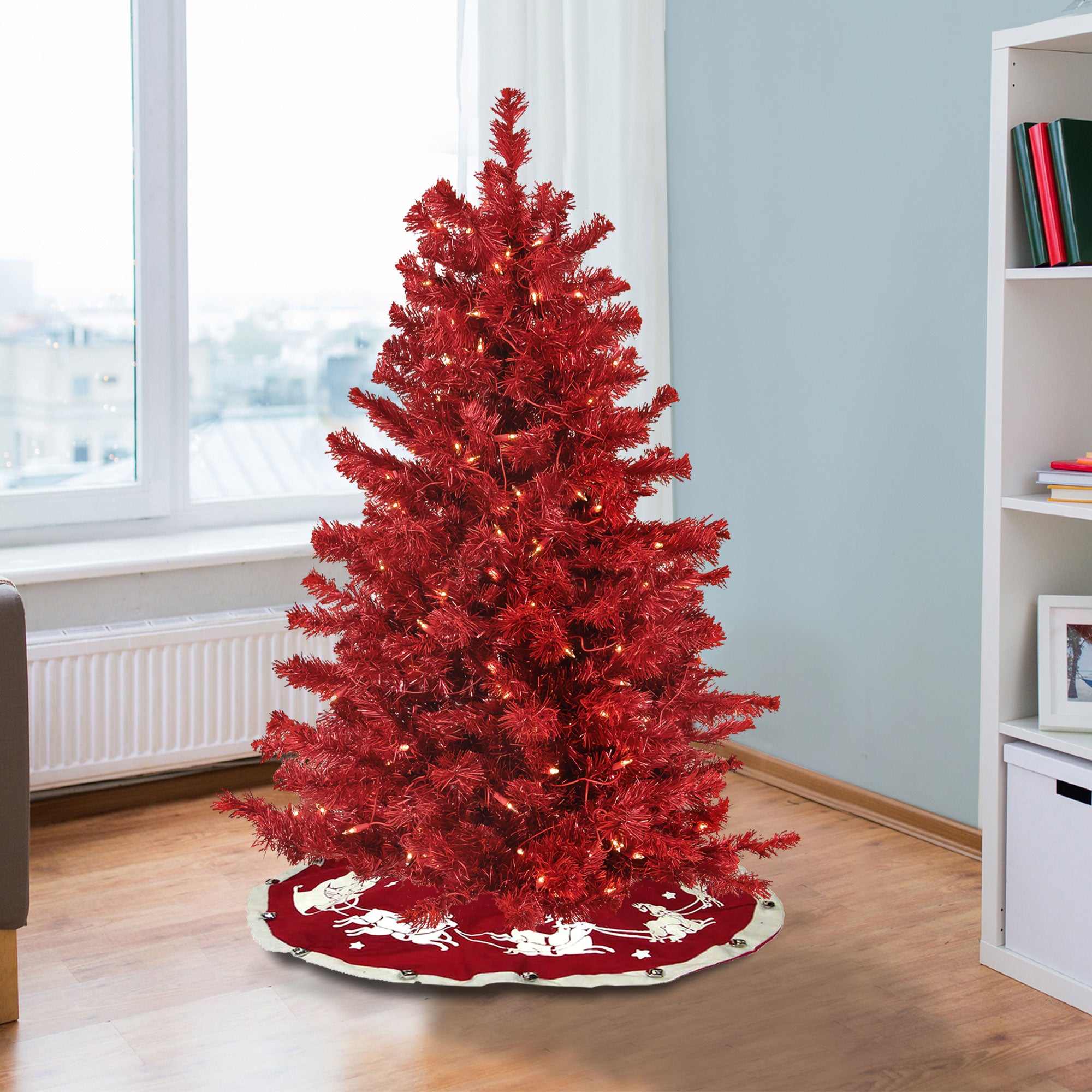 National Tree Company 4 Foot Full Flocked Prelit Christmas Tree (Open Box) - VMInnovations