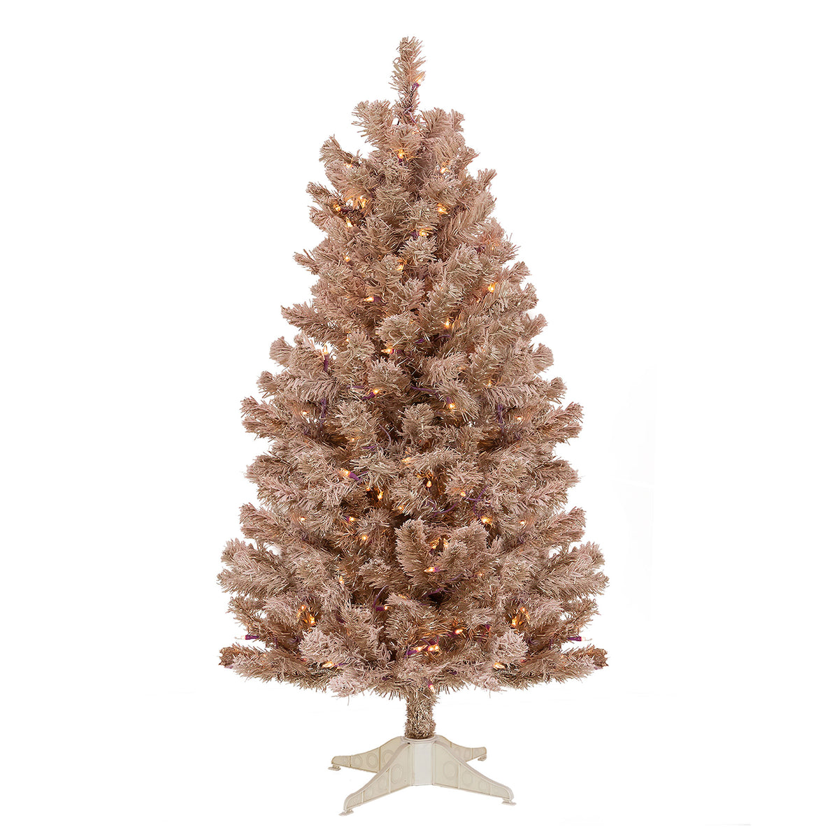 National Tree 4 Foot Full Flocked Prelit Artificial Christmas Tree, Rose Gold