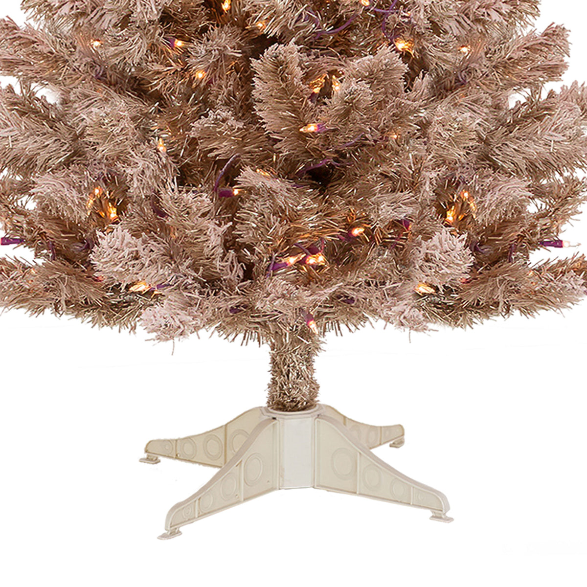 National Tree 4 Foot Full Flocked Prelit Artificial Christmas Tree, Rose Gold