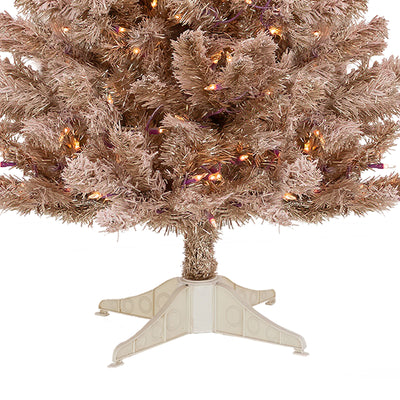 National Tree 4 Foot Full Flocked Prelit Artificial Christmas Tree, Rose Gold