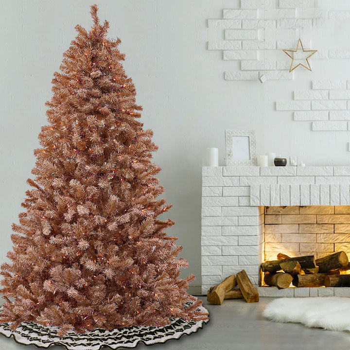 National Tree 7 Foot Full Flocked Prelit Christmas Tree, Rose Gold (For Parts)