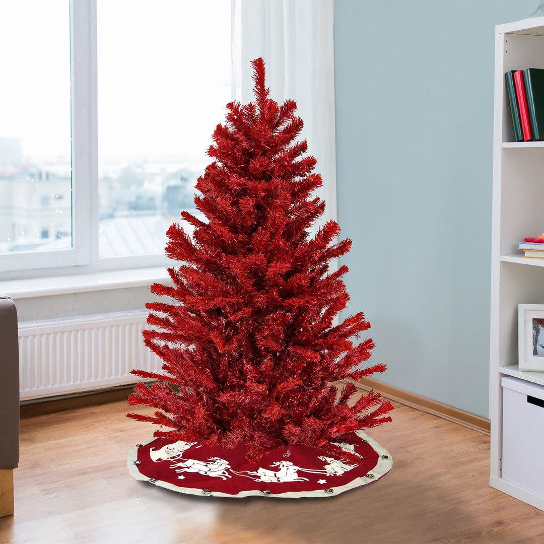 National Tree Company 4ft Full Unlit Artificial Christmas Tree, Red (Used)