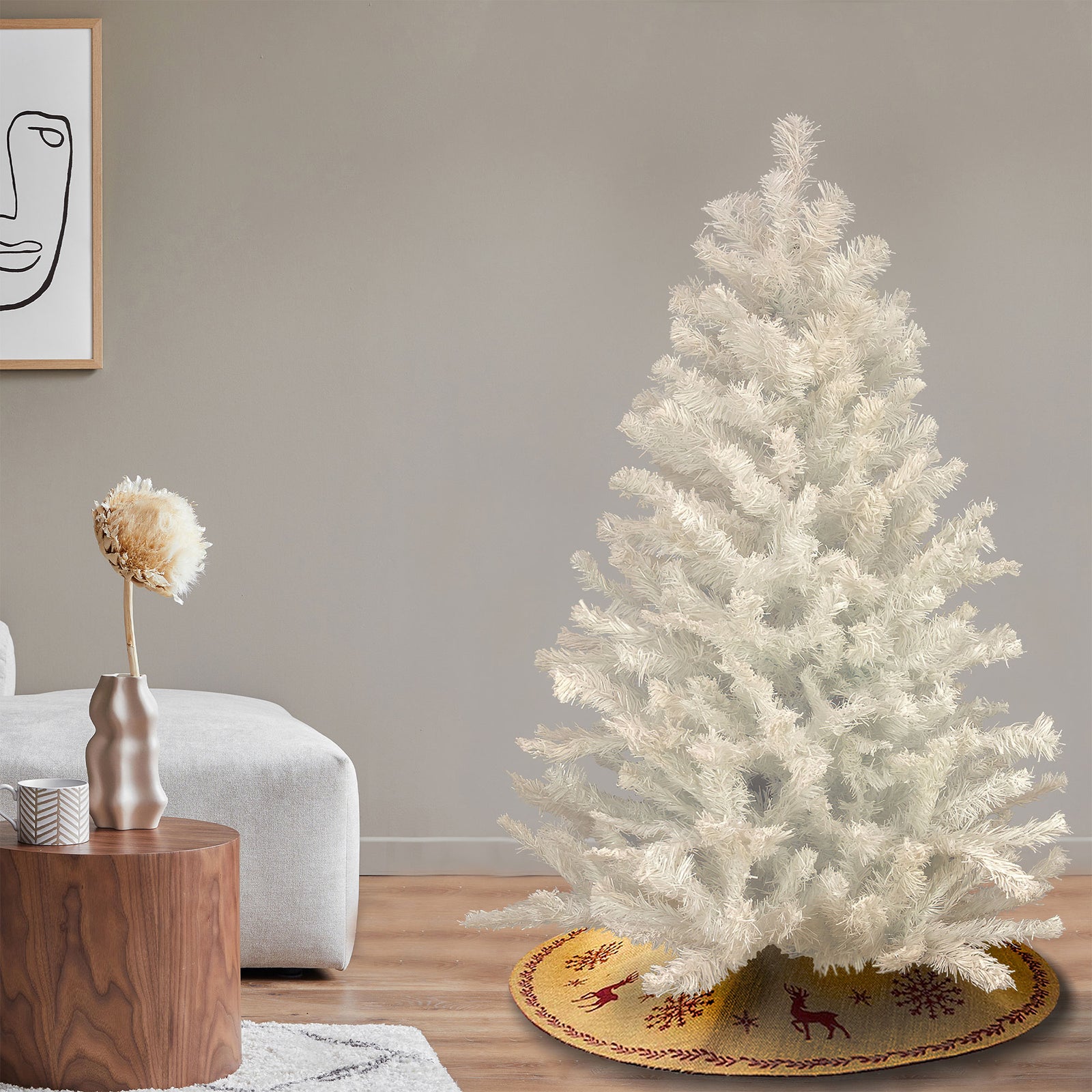 4 Ft Full Unlit Artificial Christmas Holiday Tree,  White (Open Box) - VMInnovations