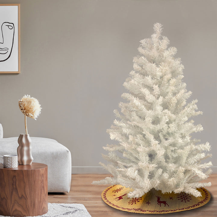 4 Ft Full Unlit Artificial Christmas Holiday Tree,  White (Open Box) - VMInnovations