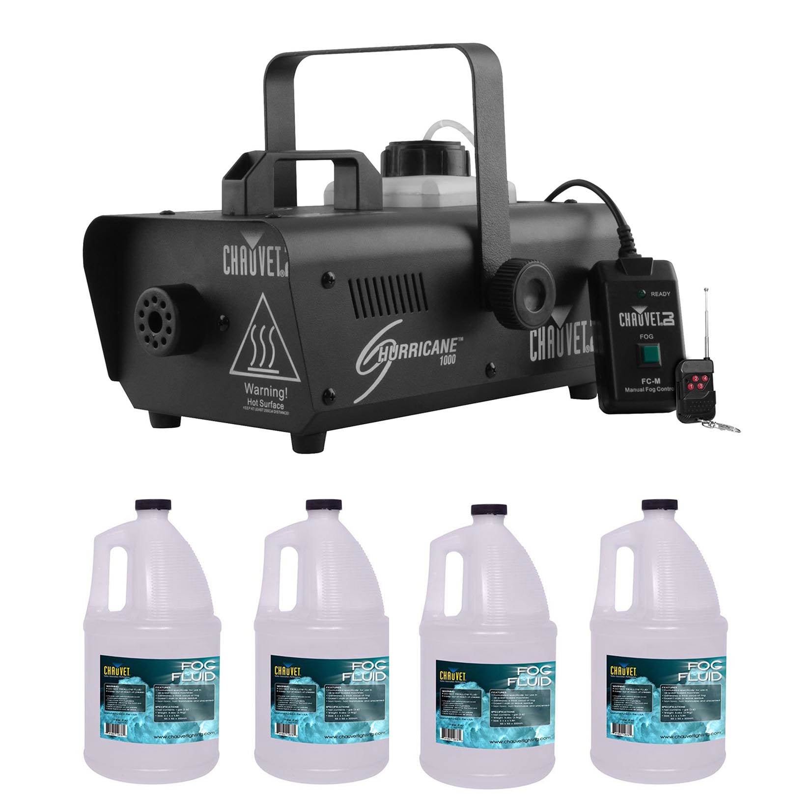 Chauvet DJ Hurricane 1000 H1000 Fog/Smoke Machine w/ (4) FJU Gallons Fog Juice