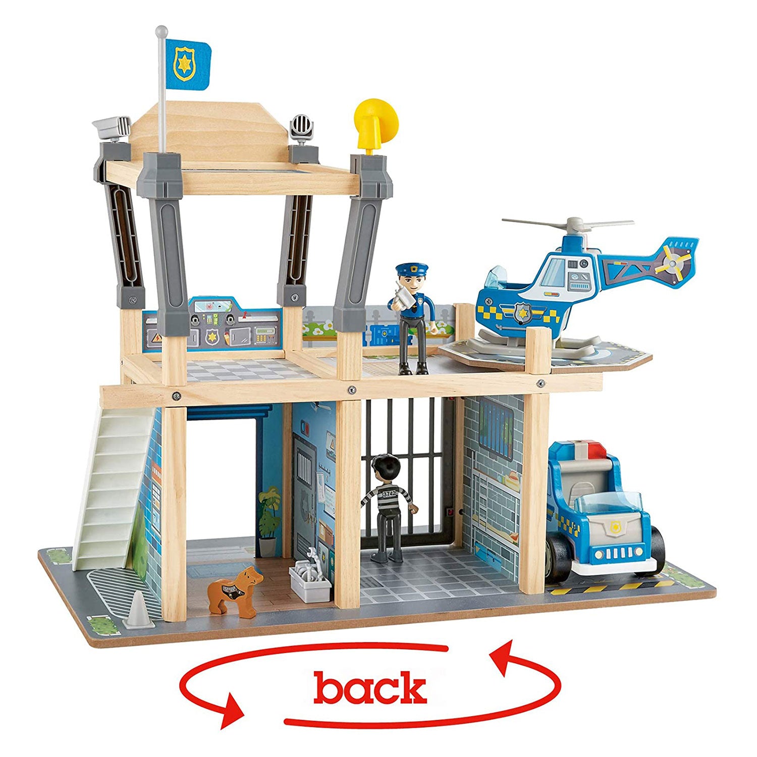Hape E3050 Metro Police Station Play Toy Set with Action Figurines & Accessories