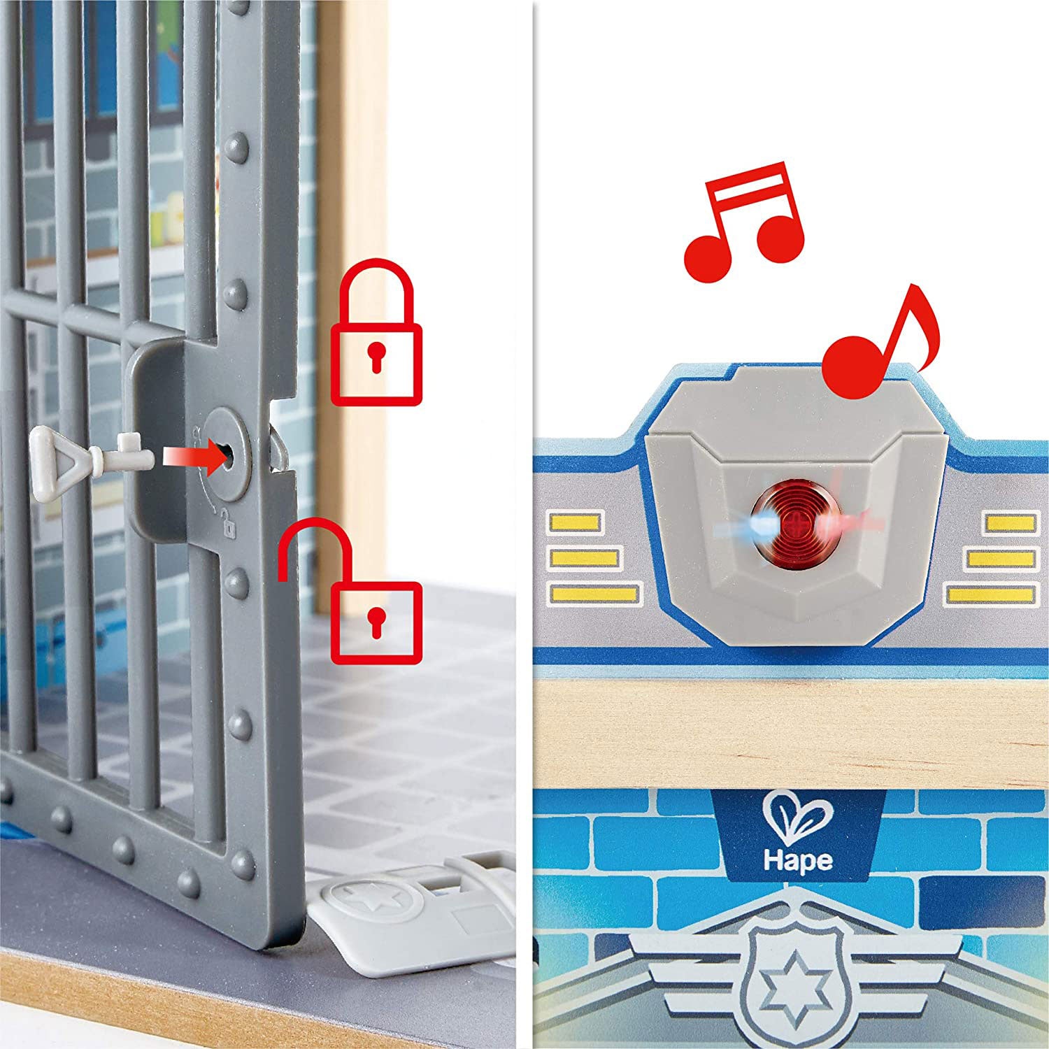 Hape E3050 Metro Police Station Play Toy Set with Action Figurines & Accessories