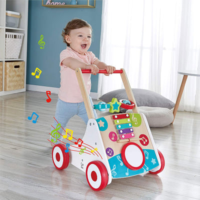 Hape E0383 My First Musical Walker Kids Toddler Push and Pull Toy Walker Cart - VMInnovations