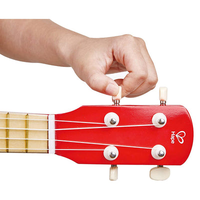 Hape 4 String Wooden Ukulele Toy Children's Tuneable Musical Instrument, Dot Red (Refurbished)