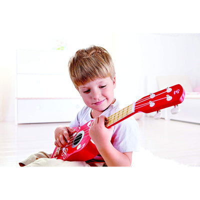 Hape 4 String Wooden Ukulele Toy Children's Tuneable Musical Instrument, Dot Red (Refurbished)