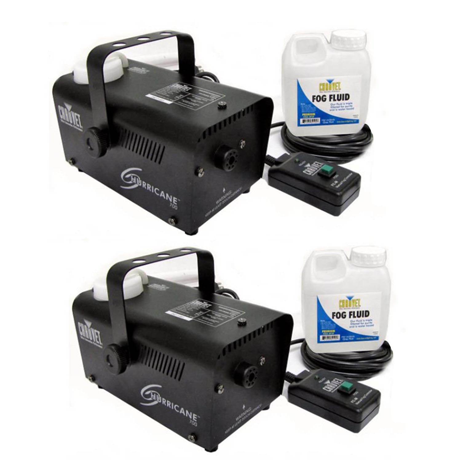 Chauvet DJ Hurricane Pro Fog Smoke Machine with Fog Fluid and Remote (2 Pack)