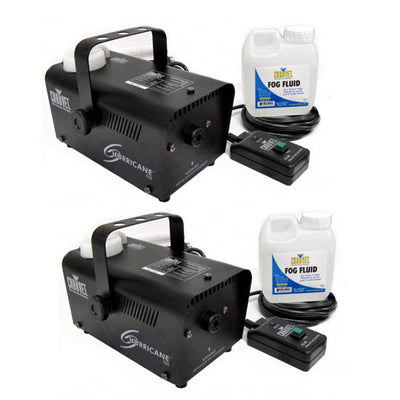 Chauvet DJ Hurricane Pro Fog Smoke Machine with Fog Fluid and Remote (2 Pack)