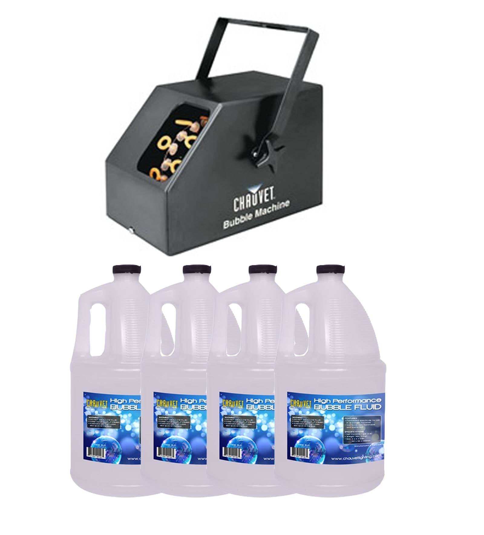 CHAUVET B-250 Portable Pro DJ Effect Bubble Machine + 4 Gallons BJU Bubble Fluid