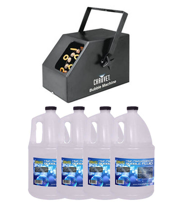 CHAUVET B-250 Portable Pro DJ Effect Bubble Machine + 4 Gallons BJU Bubble Fluid